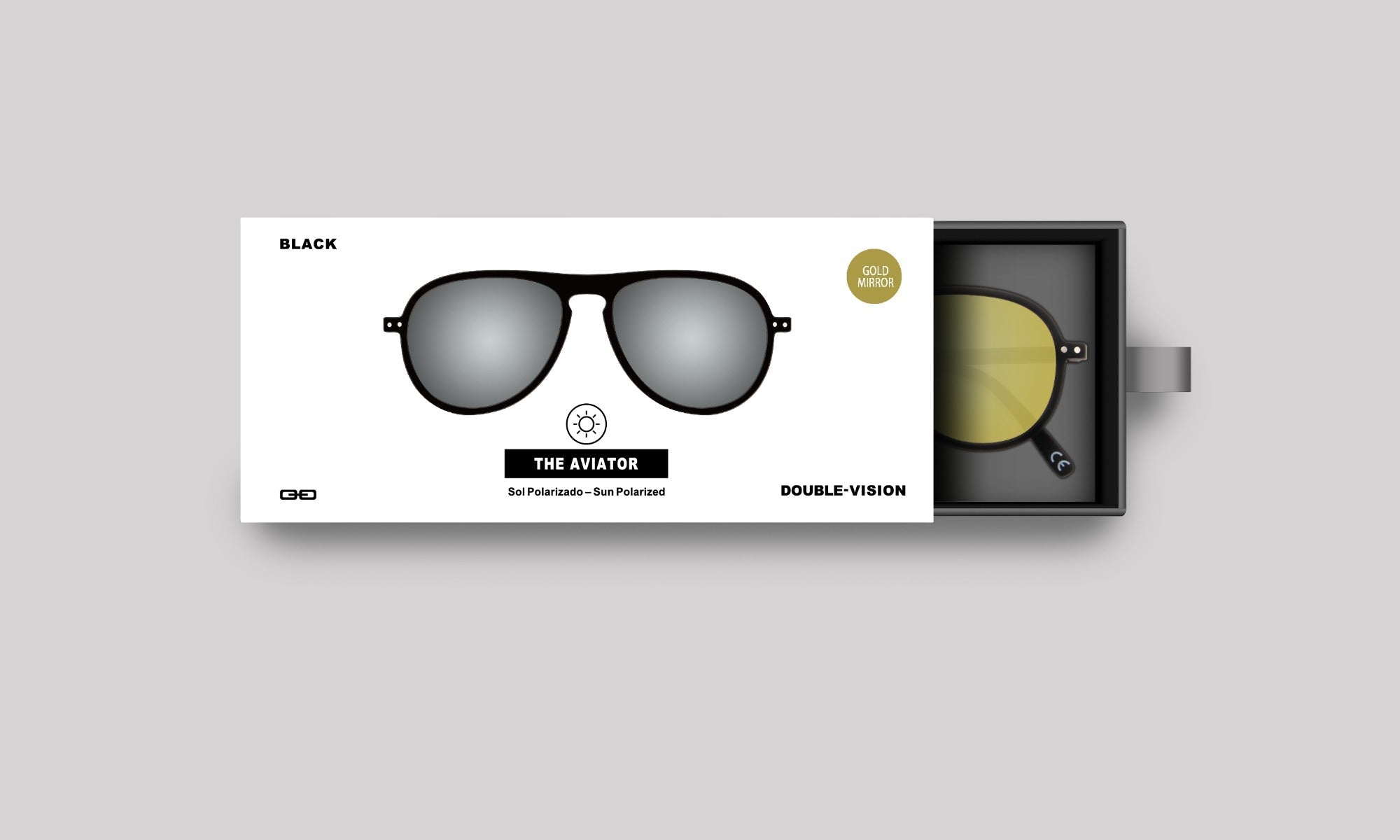 The Aviator Negro/Dorado Espejado